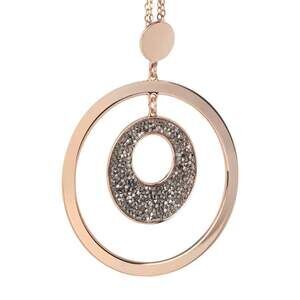 Boccadamo Rose Gold Necklace with Concentric and Swarovski Crystal Rock Pendant